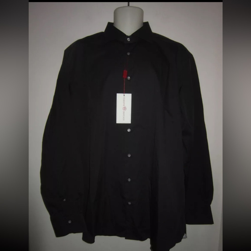 LUCIANO BARBERA Sport Casual Shirt Black Cotton Made in Italy Sz L $395